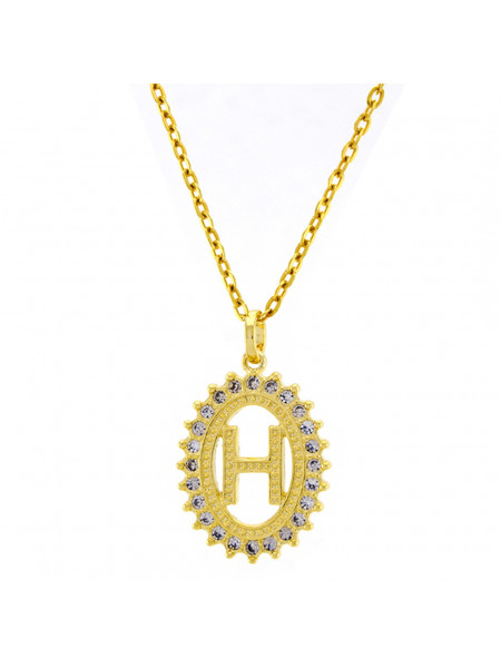 Gargantilha Horus Import Pingente Letra H Banhada Ouro Amarelo 18 K - 1060211