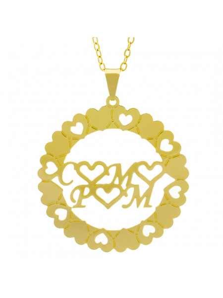 Gargantilha Pingente Mandala Manuscrito C ♥ M ♥ P ♥ M Banho Ouro Amarelo 18 K - 1061300