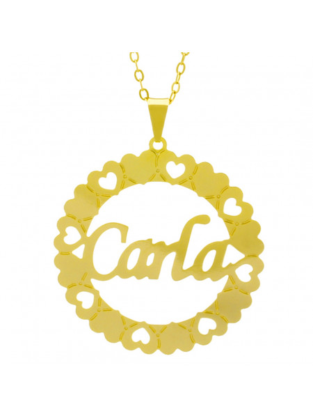 Gargantilha Pingente Mandala Manuscrito Carla Banho Ouro Amarelo 18 K - 1061304