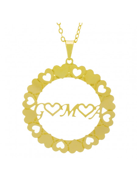 Gargantilha Pingente Mandala Manuscrito G ♥ M ♥ A Banho Ouro Amarelo 18 K - 1061324