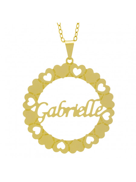 Gargantilha Pingente Mandala Manuscrito Gabrielle Banho Ouro Amarelo 18 K - 1061326 