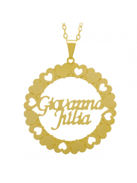 Gargantilha Pingente Mandala Manuscrito Giovanna Júlia Banho Ouro Amarelo 18 K - 1061328