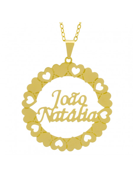 Gargantilha Pingente Mandala Manuscrito JOÃO NATHÁLIA Banho Ouro Amarelo 18 K - 1061341