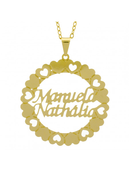 Gargantilha Pingente Mandala Manuscrito MANUELA NATHÁLIA Banho Ouro Amarelo 18 K - 1061374