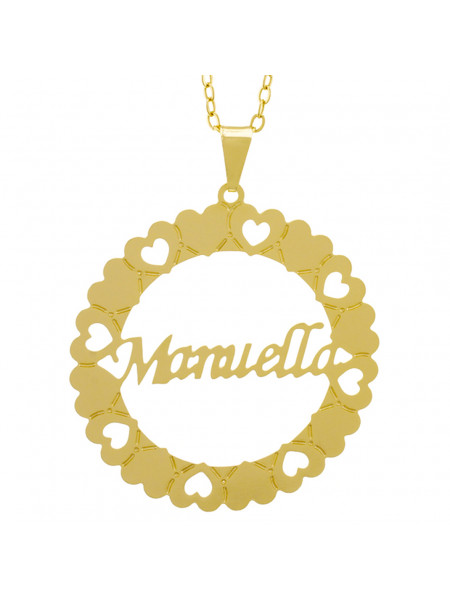 Gargantilha Pingente Mandala Manuscrito MANUELLA Banho Ouro Amarelo 18 K - 1061375