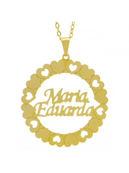 Gargantilha Pingente Mandala Manuscrito MARIA EDUARDA Banho Ouro Amarelo 18 K - 1061377