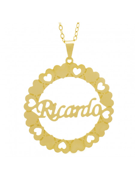 Gargantilha Pingente Mandala Manuscrito RICARDO Banho Ouro Amarelo 18 K - 1061394 