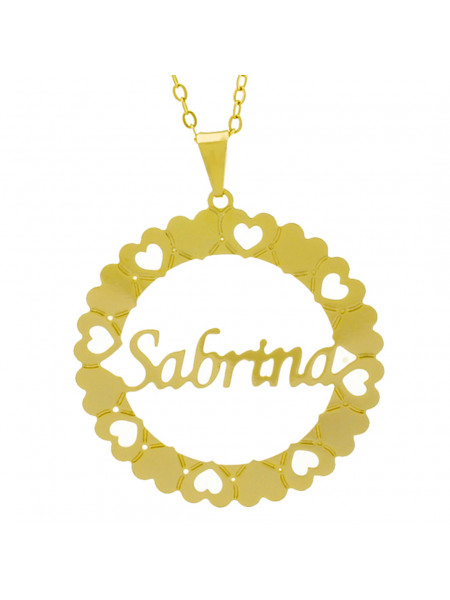 Gargantilha Pingente Mandala Manuscrito SABRINA Banho Ouro Amarelo 18 K - 1061395