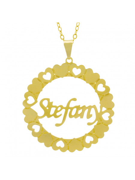 Gargantilha Pingente Mandala Manuscrito STEFANY Banho Ouro Amarelo 18 K - 1061399