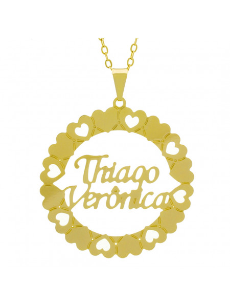 Gargantilha Pingente Mandala Manuscrito THIAGO VERÔNICA Banho Ouro Amarelo 18 K - 1061402