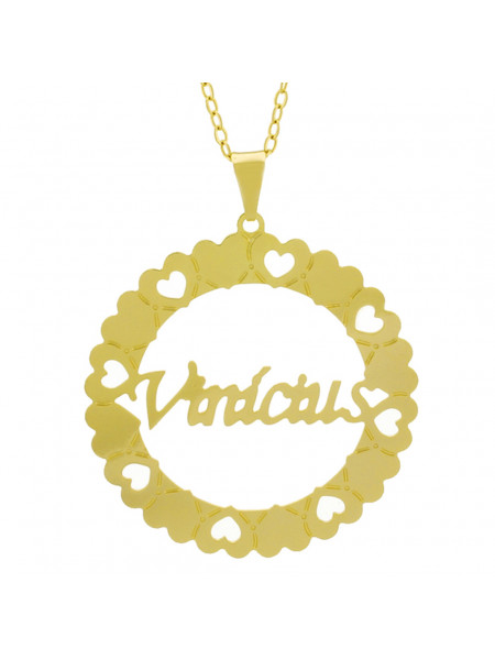 Gargantilha Pingente Mandala Manuscrito VINÍCIUS Banho Ouro Amarelo 18 K - 1061404