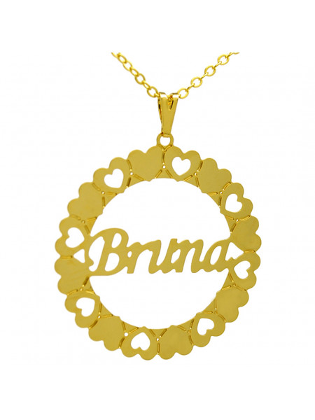 Gargantilha Pingente Mandala Manuscrito BRUNA Banho Ouro 18 K - 1060070