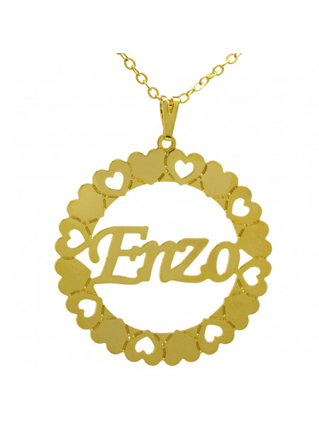 Gargantilha Pingente Mandala Manuscrito ENZO Banho Ouro 18 K - 1060039