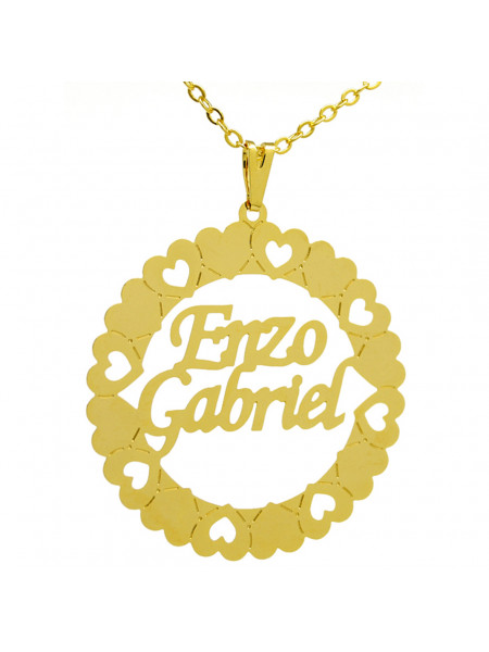 Gargantilha Pingente Mandala Manuscrito ENZO GABRIEL Banho Ouro 18 K - 1060040