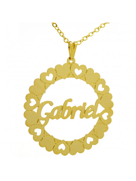 Gargantilha Pingente Mandala Manuscrito GABRIEL Banho Ouro 18 K - 1060042