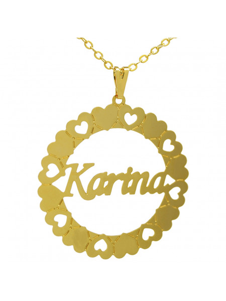 Gargantilha Pingente Mandala Manuscrito KARINA Banho Ouro 18 K - 1060085