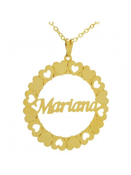 Gargantilha Pingente Mandala Manuscrito MARIANA Banho Ouro 18 K - 1060099