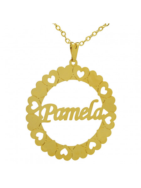 Gargantilha Pingente Mandala Manuscrito PAMELA Banho Ouro 18 K - 1060108