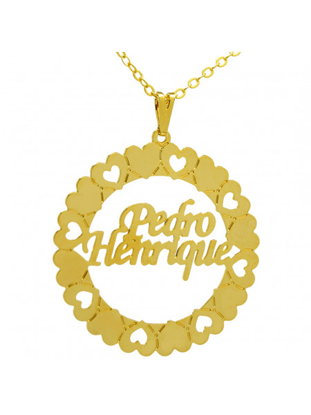 Gargantilha Pingente Mandala Manuscrito PEDRO HENRIQUE Banho Ouro 18 K - 1060055