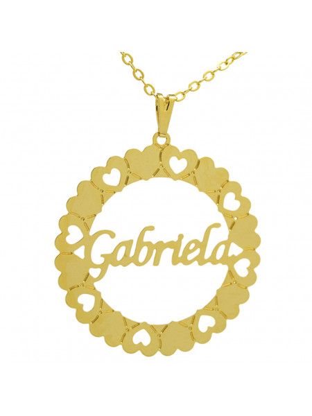 Gargantilha Pingente Mandala Manuscrito GABRIELA Banho Ouro 18 K - 1060077