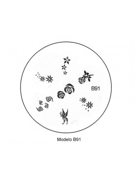 PLACA METÁLICA PARA PERSONALIZAÇÃO DE UNHAS - B91- DESENHOS ARTÍSTICOS -UNH10008