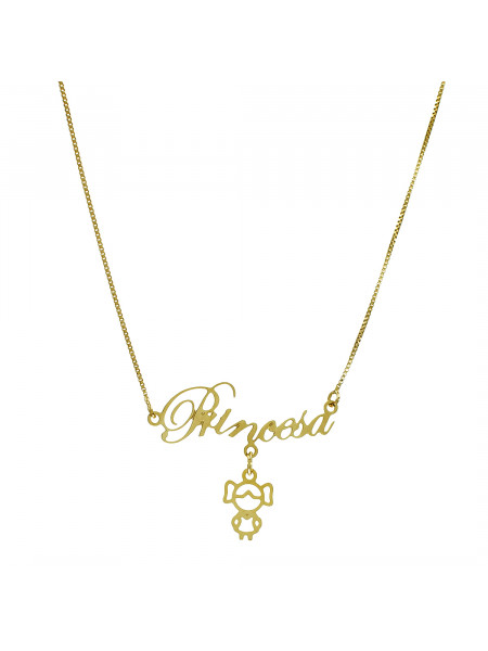 Colar com o nome Princesa Banhado em Ouro 18 Kilates - 1060306