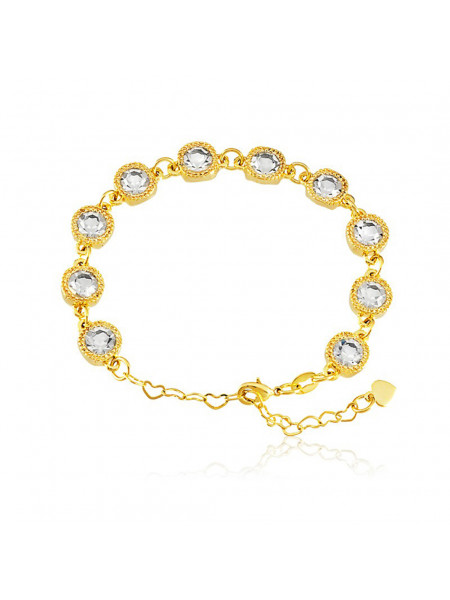 Pulseira Cruzada Cristal Banhada Em Ouro 18 K - 1080002