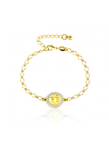 Pulseira Pingente "Fé" I Banhada Em Ouro 18 K - 1080006