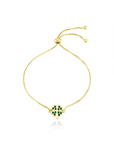 Pulseira Pingente Trevo 4 Folhas Banhada Em Ouro Amarelo 18 K - 1080011