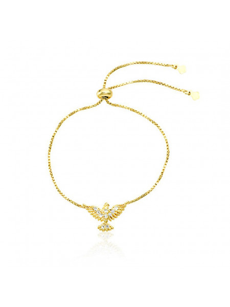 Pulseira Pingente Pomba Branca Banhada Em Ouro Amarelo 18 K - 1080014