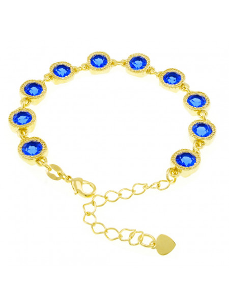 Pulseira Cruzada Azul Safira Banhada Em Ouro 18 K - 1080019