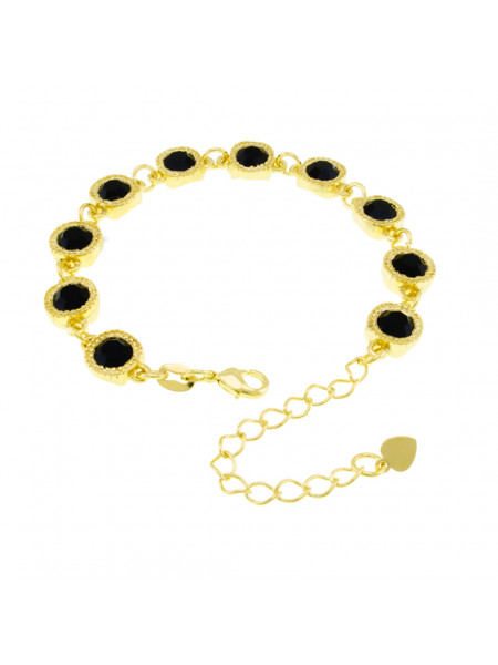 Pulseira Cruzada Preta Banhada Em Ouro 18 K - 1080004