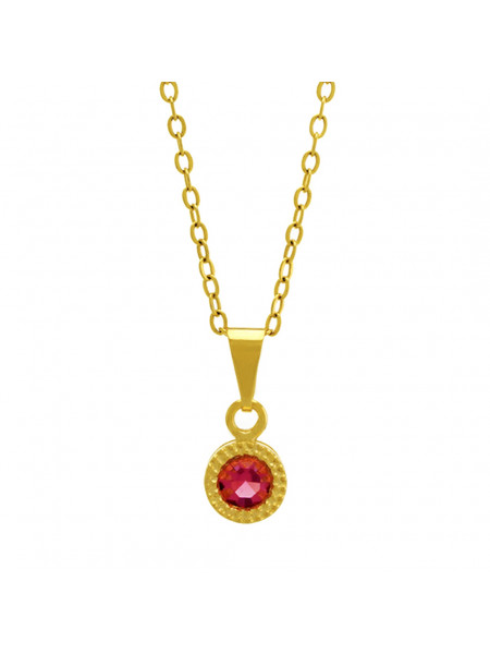 Gargantilha Ponto Luz Redondo Rosa Banhada Ouro 18 K - 1061111