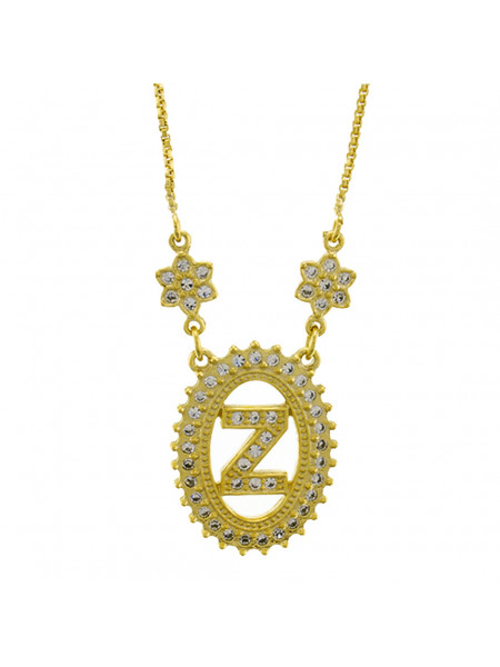 Colar Letra " Z " Cravejada Zircônia Banhado Ouro Amarelo 18 K - 1061254