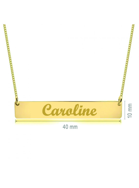 Colar Chapinha Nome Horizontal Banhada Ouro 18 Kilates - 1090200