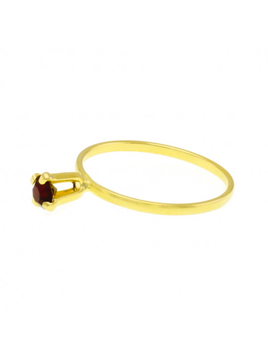 Anel Solitário Horus Import Strass Rubi Banhado Ouro Amarelo 18K 1010034