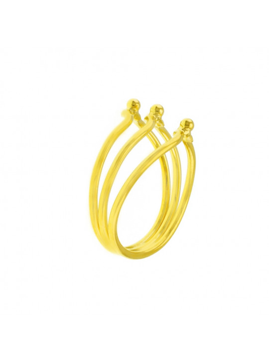 Anel Pontilhado Horus Import 3 Fios Banhado Ouro 18 K - 1010087