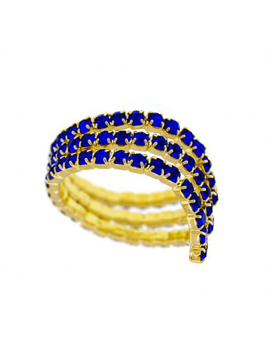 Anel Horus Import Azul Safira Triplo Banhado Ouro Amarelo 18 K - 1010102