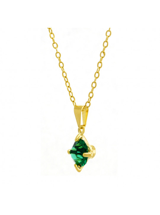 Gargantilha Ponto Luz Verde Esmeralda Banhada Ouro 18 K - 1061101