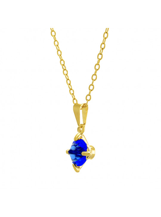 Gargantilha Ponto Luz Azul Zafira Banhada Ouro 18 K - 1061103