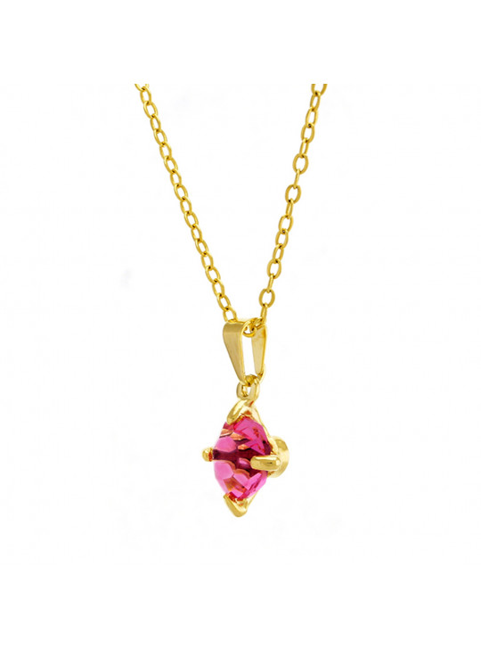 Gargantilha Ponto Luz Rosa Banhada Ouro 18 K - 1061105