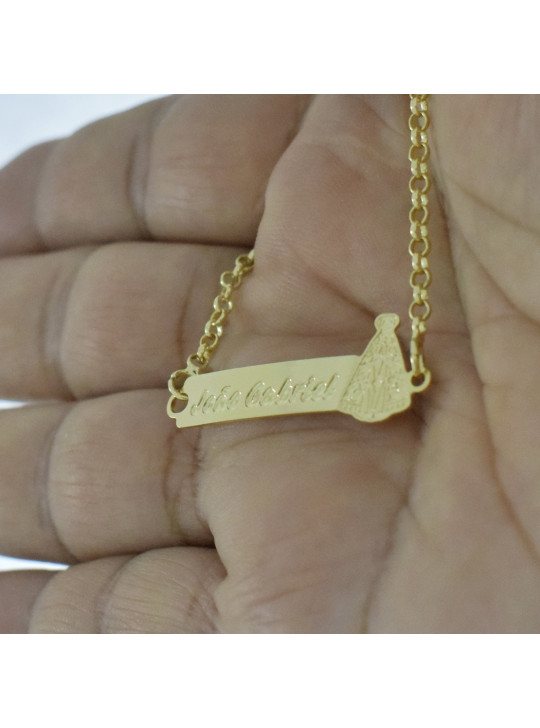 Pulseira Feminina Nome João Gabriel Banhada Ouro 18K -1080040