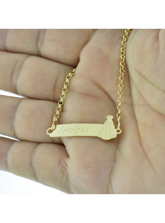 Pulseira Feminina Nome Lorenzo Banhada Ouro 18K -1080041