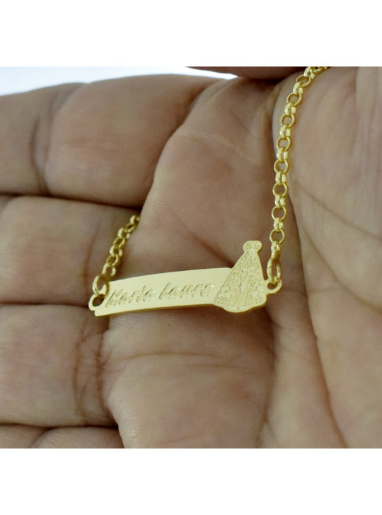 Pulseira Feminina Nome Maria Laura Banhada Ouro 18K -1080043