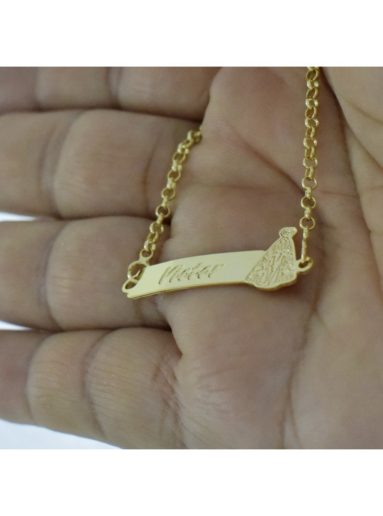 Pulseira Feminina Nome Victor Banhada Ouro 18K -1080045