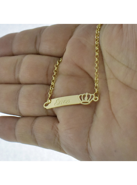 Pulseira Feminina Nome Enzo Banhada Ouro 18K -1080048