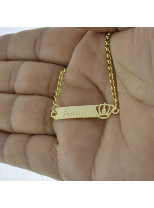 Pulseira Feminina Nome Isaac Banhada Ouro 18K -1080050