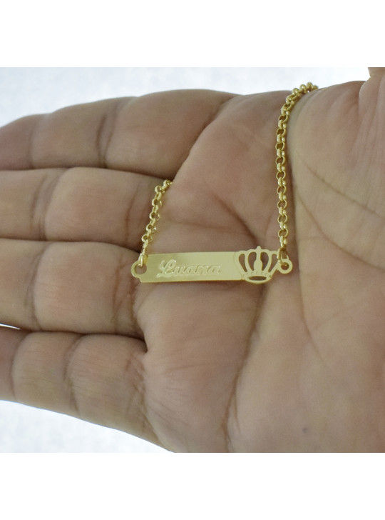 Pulseira Feminina Nome Luana Banhada Ouro 18K -1080051