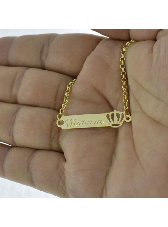Pulseira Feminina Nome Matheus Banhada Ouro 18K -1080052
