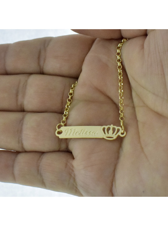 Pulseira Feminina Nome Melissa Banhada Ouro 18K -1080053